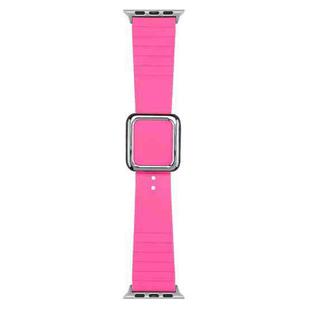 Silver Square Buckle Silicone Watch Band For Apple Watch Ultra 49mm / Series 8&7 45mm / SE 2&6&SE&5&4 44mm / 3&2&1 42mm(Pitaya)