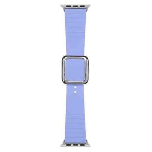 Silver Square Buckle Silicone Watch Band For Apple Watch Ultra 49mm / Series 8&7 45mm / SE 2&6&SE&5&4 44mm / 3&2&1 42mm(Lavender)