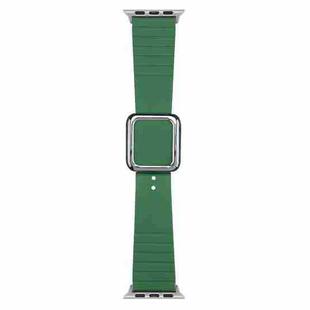 Silver Square Buckle Silicone Watch Band For Apple Watch Series 8&7 41mm / SE 2&6&SE&5&4 40mm / 3&2&1 38mm(Alfalfa Grass)