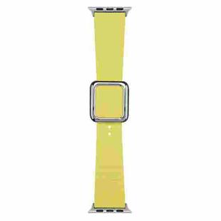 Silver Square Buckle Silicone Watch Band For Apple Watch Series 8&7 41mm / SE 2&6&SE&5&4 40mm / 3&2&1 38mm(Light Lime Yellow)