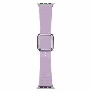 Silver Square Buckle Silicone Watch Band For Apple Watch Series 8&7 41mm / SE 2&6&SE&5&4 40mm / 3&2&1 38mm(Light Purple)