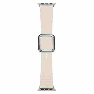 Silver Square Buckle Silicone Watch Band For Apple Watch Series 8&7 41mm / SE 2&6&SE&5&4 40mm / 3&2&1 38mm(Starlight)