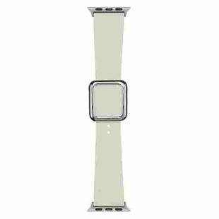 Silver Square Buckle Silicone Watch Band For Apple Watch Series 8&7 41mm / SE 2&6&SE&5&4 40mm / 3&2&1 38mm(Beige)