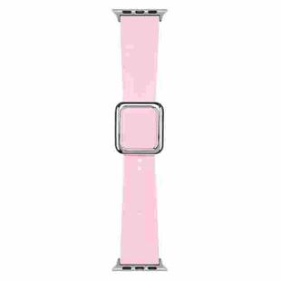 Silver Square Buckle Silicone Watch Band For Apple Watch Series 8&7 41mm / SE 2&6&SE&5&4 40mm / 3&2&1 38mm(Pink)