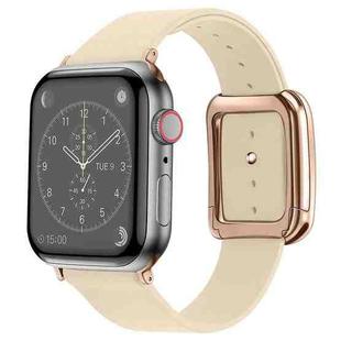 Rose Gold Square Buckle Microfiber Leather Watch Band For Apple Watch Ultra 49mm / Series 8&7 45mm / SE 2&6&SE&5&4 44mm / 3&2&1 42mm(Apricot)