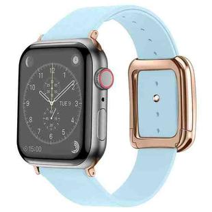 Rose Gold Square Buckle Microfiber Leather Watch Band For Apple Watch Ultra 49mm / Series 8&7 45mm / SE 2&6&SE&5&4 44mm / 3&2&1 42mm(Sky Blue)
