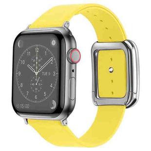 Silver Square Buckle Microfiber Leather Watch Band For Apple Watch Series 8&7 41mm / SE 2&6&SE&5&4 40mm / 3&2&1 38mm(Yellow)