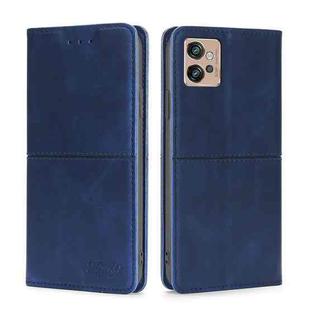 For Motorola Moto G32 4G Cow Texture Magnetic Leather Phone Case(Blue)