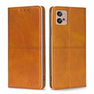 For Motorola Moto G32 4G Cow Texture Magnetic Leather Phone Case(Light Brown)