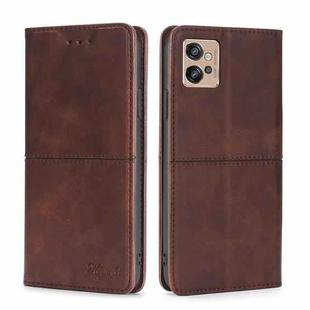 For Motorola Moto G32 4G Cow Texture Magnetic Leather Phone Case(Dark Brown)