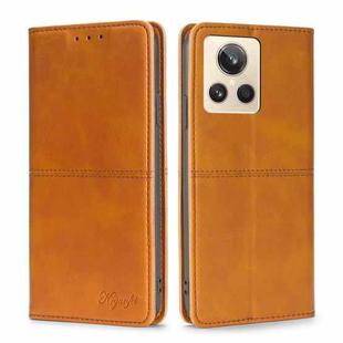 For Realme GT2 Explorer Master Cow Texture Magnetic Leather Phone Case(Light Brown)