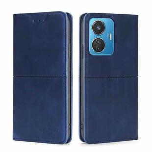 For vivo iQOO Z6 44W/T1 Snapdragon 680 Cow Texture Magnetic Leather Phone Case(Blue)