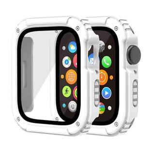 2 in 1 Screen Tempered Glass Film Protective Case For Apple Watch Series 6 / 5 / 4 / SE 40mm(White)