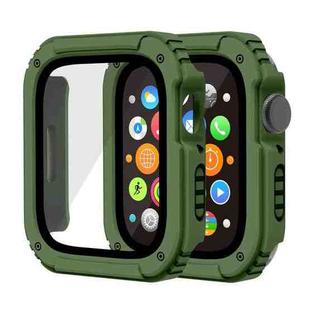 2 in 1 Screen Tempered Glass Film Protective Case For Apple Watch Series 3 & 2 & 1 38mm(Army Green)