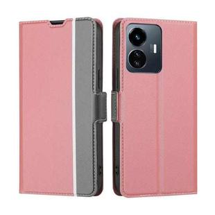 For vivo Y77 5G Global Twill Texture Side Button Leather Phone Case(Pink)