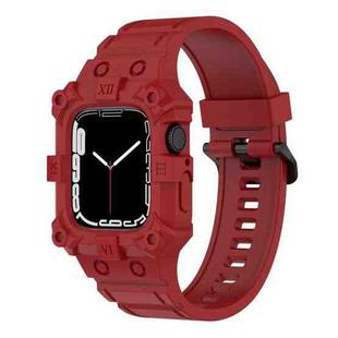 Integrated Silicone Watch Band For Apple Watch Series 8&7 45mm / SE 2&6&SE&5&4 44mm / 3&2&1 42mm(Red)