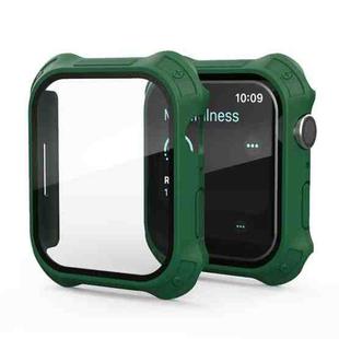 2 in 1 Frosted PC Frame + Screen Tempered Glass Film Protective Case For Apple Watch Series 9 / 8 / 7 45mm(Green)