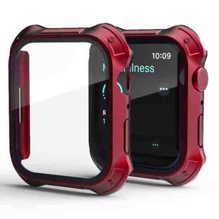 2 in 1 PC Frame + Screen Tempered Glass Film Protective Case For Apple Watch Series 9 / 8 / 7 41mm(Red)