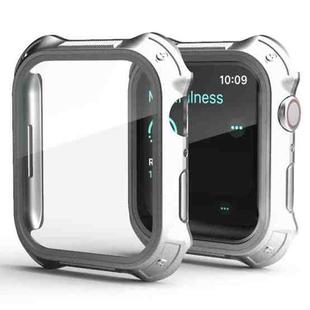 2 in 1 PC Frame + Screen Tempered Glass Film Protective Case For Apple Watch Series 9 / 8 / 7 41mm(Silver)