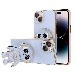 For iPhone 14 Pro Emoji Astronaut Holder Phone Case with Lens Film(Sierra Blue)