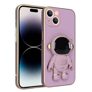 For iPhone 14 Pro Plating Astronaut Holder Phone Case(Purple)