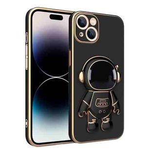 For iPhone 14 Pro Plating Astronaut Holder Phone Case(Black)