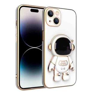 For iPhone 14 Pro Max Plating Astronaut Holder Phone Case (White)