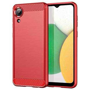 For Samsung Galaxy A03 Core Brushed Texture Carbon Fiber TPU Phone Case(Red)
