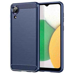 For Samsung Galaxy A03 Core Brushed Texture Carbon Fiber TPU Phone Case(Blue)