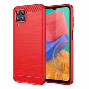 For Samsung Galaxy M33 Brushed Texture Carbon Fiber TPU Phone Case(Red)