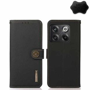 For OnePlus 10T/Ace Pro KHAZNEH Custer Texture RFID Genuine Leather Phone Case(Black)