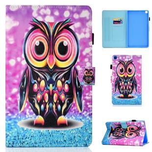 Sewing Thread Left and Right Flat Leather Case with Pen Cover & Card Slot & Buckle Anti-skid Strip and Bracket(Owl)