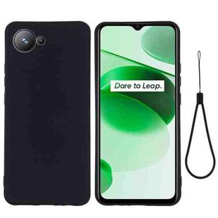 For Realme C30 / Narzo 50i Prime / C30S Pure Color Liquid Silicone Shockproof Full Coverage Phone Case(Black)