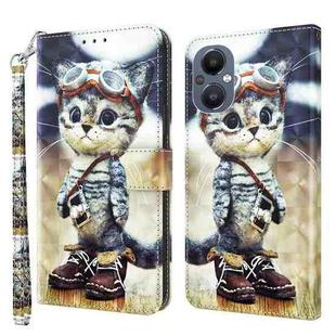 For OnePlus Nord N20 5G 3D Painted Leather Phone Case(Naughty Cat)