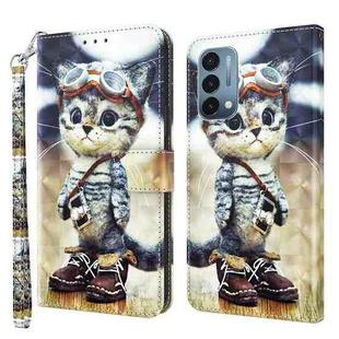 For OnePlus Nord N200 5G 3D Painted Leather Phone Case(Naughty Cat)