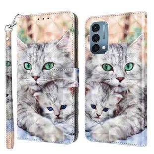 For OnePlus Nord N200 5G 3D Painted Leather Phone Case(Two Loving Cats)