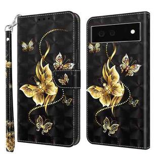 For Google Pixel 6a 3D Painted Leather Phone Case(Golden Swallow Butterfly)