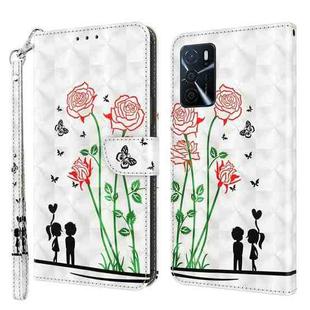 For OPPO A16 / A16s / A54s 3D Painted Leather Phone Case(Couple Rose)