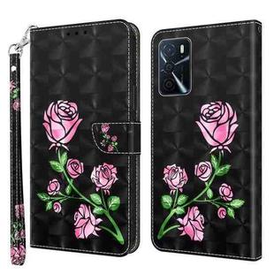 For OPPO A16 / A16s / A54s 3D Painted Leather Phone Case(Rose)