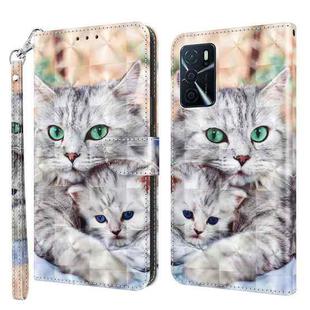 For OPPO A94 5G / A95 5G 3D Painted Leather Phone Case(Two Loving Cats)