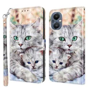 For OPPO A96 5G / Reno7 Z 3D Painted Leather Phone Case(Two Loving Cats)