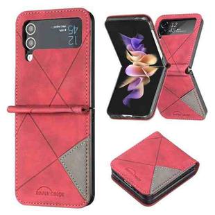 For Samsung Galaxy Z Flip4 Rhombus Texture Leather Phone Case(Red)