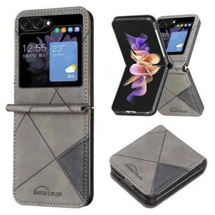 For Samsung Galaxy Z Flip5 Rhombus Texture Leather Phone Case(Grey)