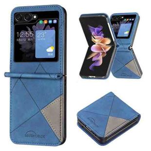 For Samsung Galaxy Z Flip5 Rhombus Texture Leather Phone Case(Blue)