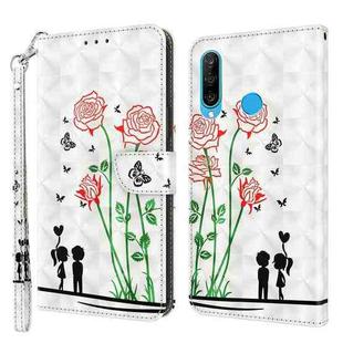 For Huawei P30 Lite / nova 4e 3D Painted Leather Phone Case(Couple Rose)