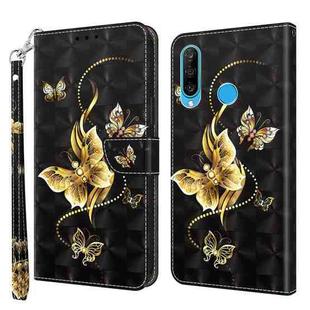 For Huawei P30 Lite / nova 4e 3D Painted Leather Phone Case(Golden Swallow Butterfly)