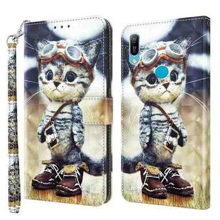 For Huawei Y6 2019 / Y6 Pro 2019 3D Painted Leather Phone Case(Naughty Cat)