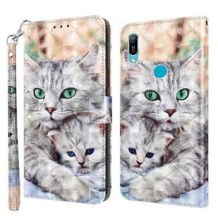 For Huawei Y6 2019 / Y6 Pro 2019 3D Painted Leather Phone Case(Two Loving Cats)