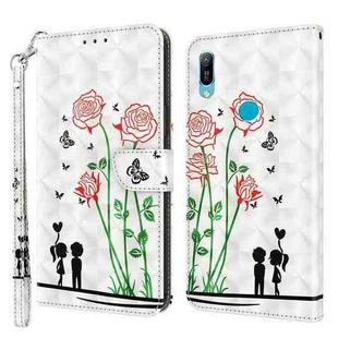 For Huawei Y6 2019 / Y6 Pro 2019 3D Painted Leather Phone Case(Couple Rose)