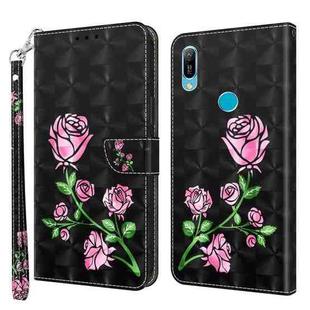 For Huawei Y6 2019 / Y6 Pro 2019 3D Painted Leather Phone Case(Rose)